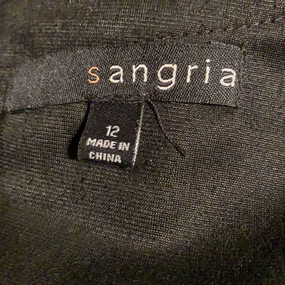 SANGRIA Black Faux Suede Leather Short Sleeve Sheath Dress 12 - Picture 3 of 5